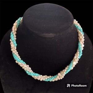 Avon Turquoise and Pearl Necklace
